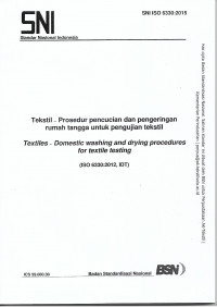 Image of SNI ISO 6330:2015 : Tekstil - Prosedur Pencucian dan Pengeringan Rumah Tangga untuk Pengujian Tekstil